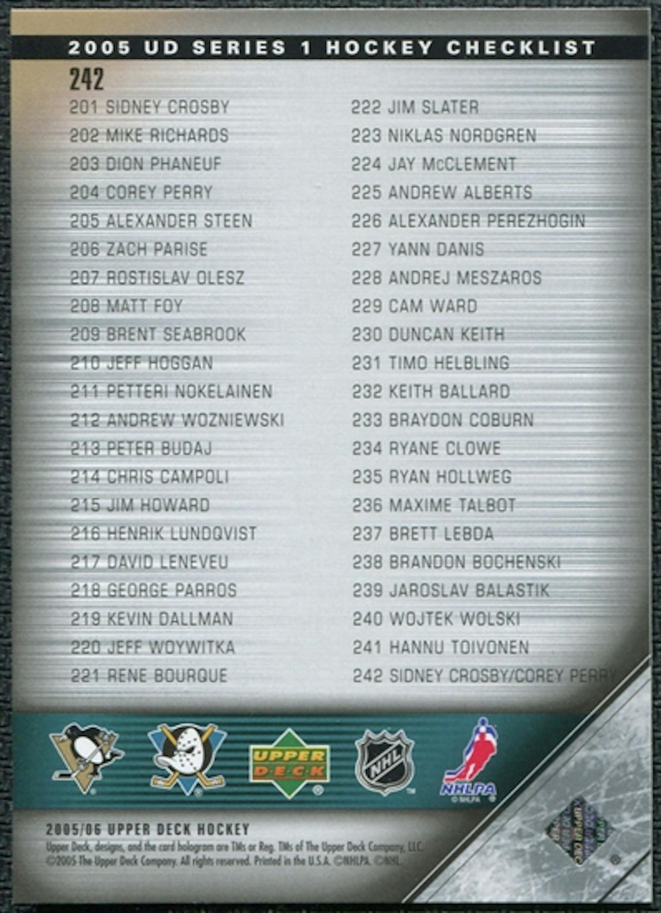 Ryan Auto Sales >> 2005/06 Upper Deck #242 Sidney Crosby Corey Perry Young ... Ryan Auto Sales >> 2005/06 Upper Deck #242 Sidney Crosby Corey Perry Young ...
