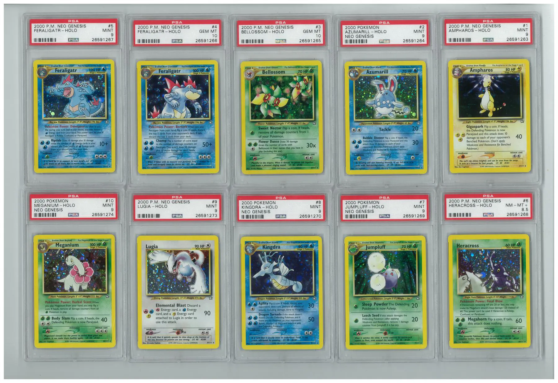 Pokemon Neo Genesis Unlimited Complete 111/111 Set - All Holos PSA